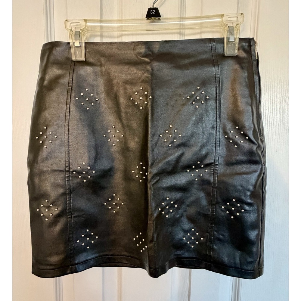 Lucy Paris Studded Faux-Leather Skirt